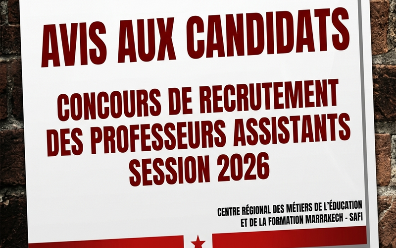 Avis aux candidates et candidats au concours de recrutement des Professeurs Assistants - Session 2026